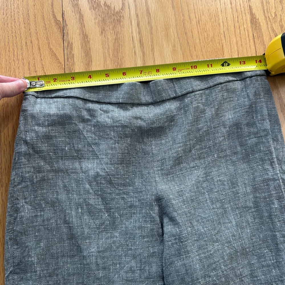 Theory Women's Size‎ 4 Eco Sharkskin Linen Blend Pull On Pants Gray Cropped - Picture 6 of 7